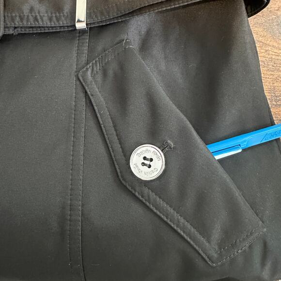 Calvin Klein Rain Trench Coat XS Black Hooded Water Wind Resistant Preppy EUC - Picture 9 of 13